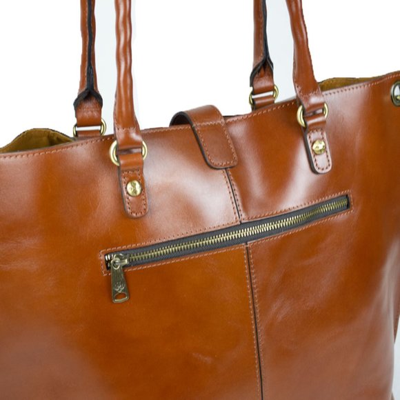 Patricia Nash Brown Tan Marseille Leather Grommet Tote Purse Shoulder Bag - Picture 8 of 16